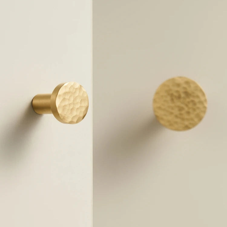 Cabinet Knobs Pinch Hammered Brass