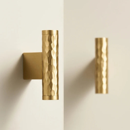 Hammered Brass Long Knob