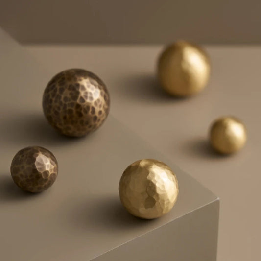 Hammered Round Brass Cabinet Knobs