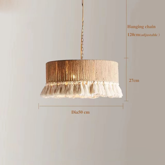 Boho Hemp Tassel Pendant Lights