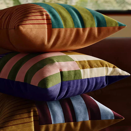 Luxe Velvet Colour-Block Cushion Cover
