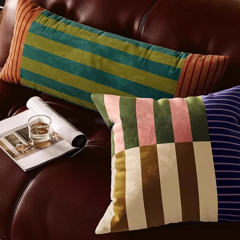 Luxe Velvet Colour-Block Cushion Cover