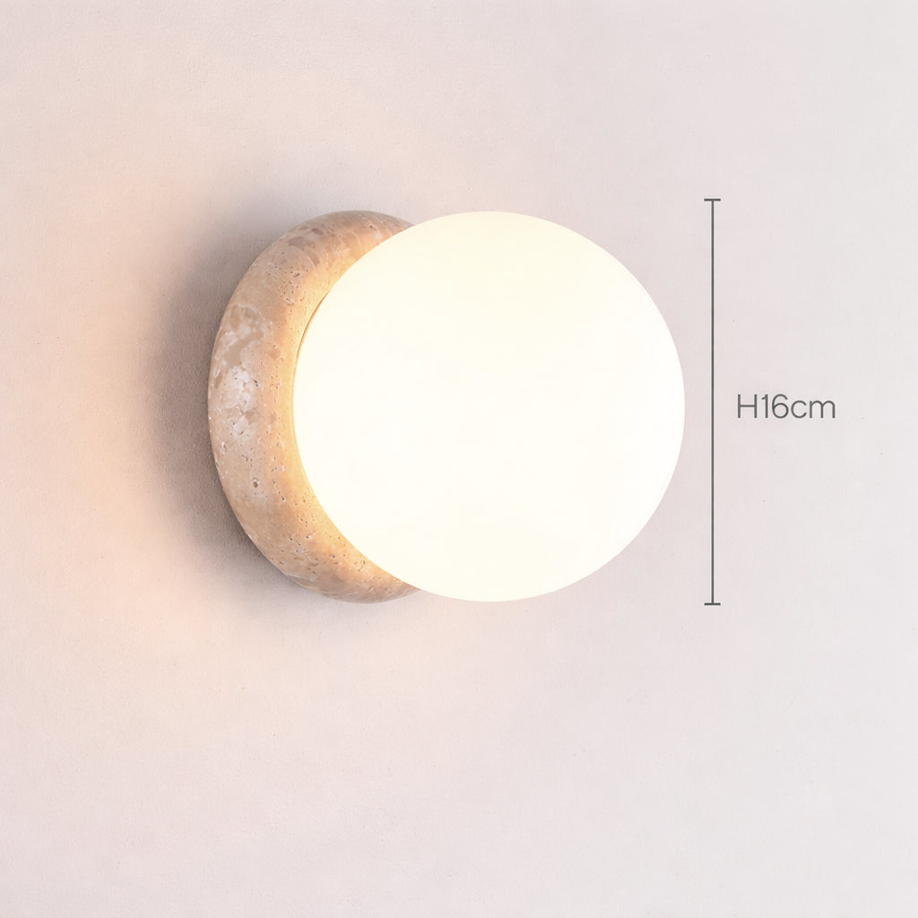 Outdoor Round Stone Base Wall Light