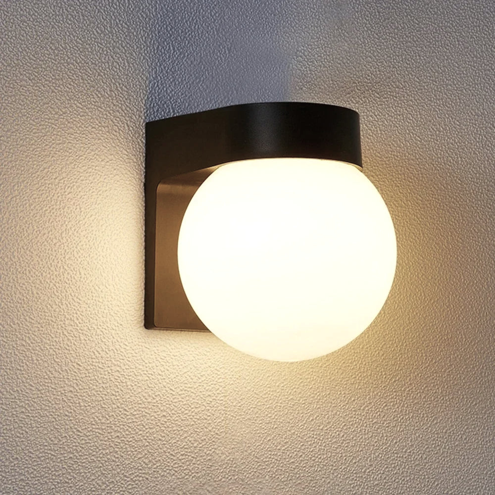 Outdoor Round Black Base Wall Light