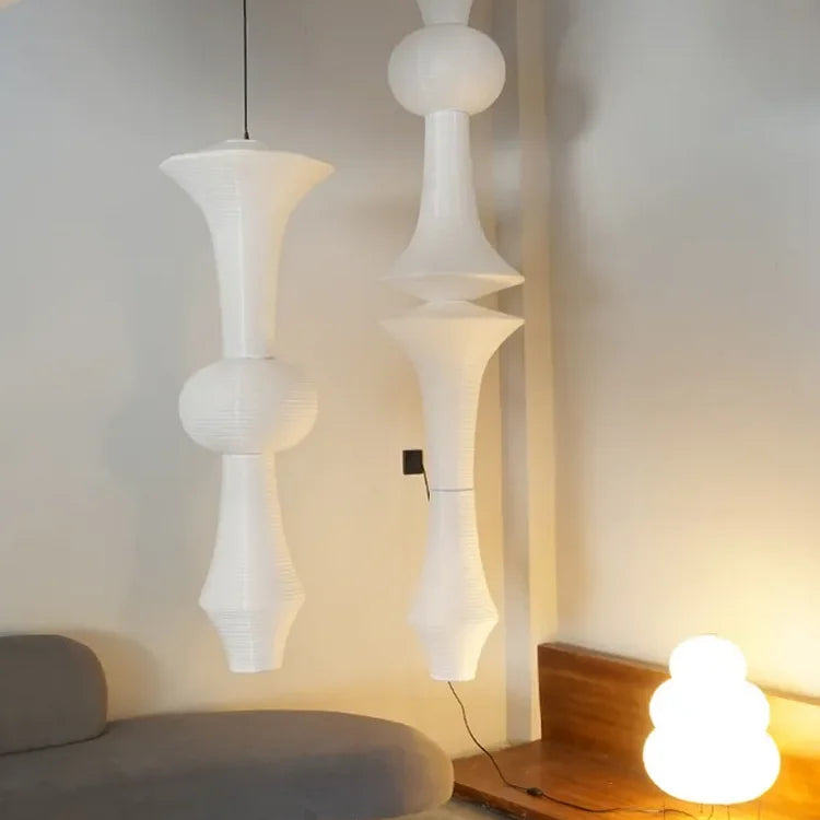 Sculptural Akari Rice Paper Pendant Lamp C