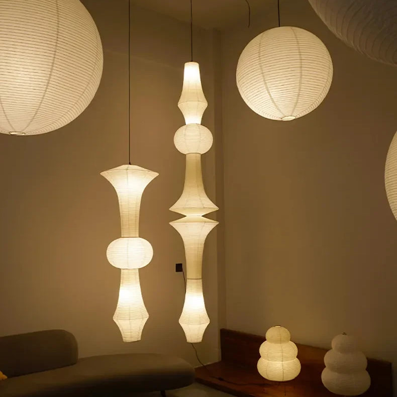 Sculptural Akari Rice Paper Pendant Lamp D