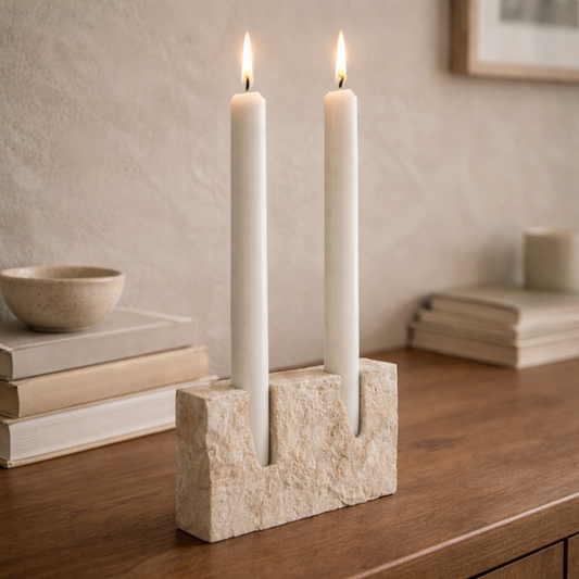 Travertine Candlestick Holder