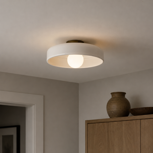 Retro Glass Ceiling Light - White