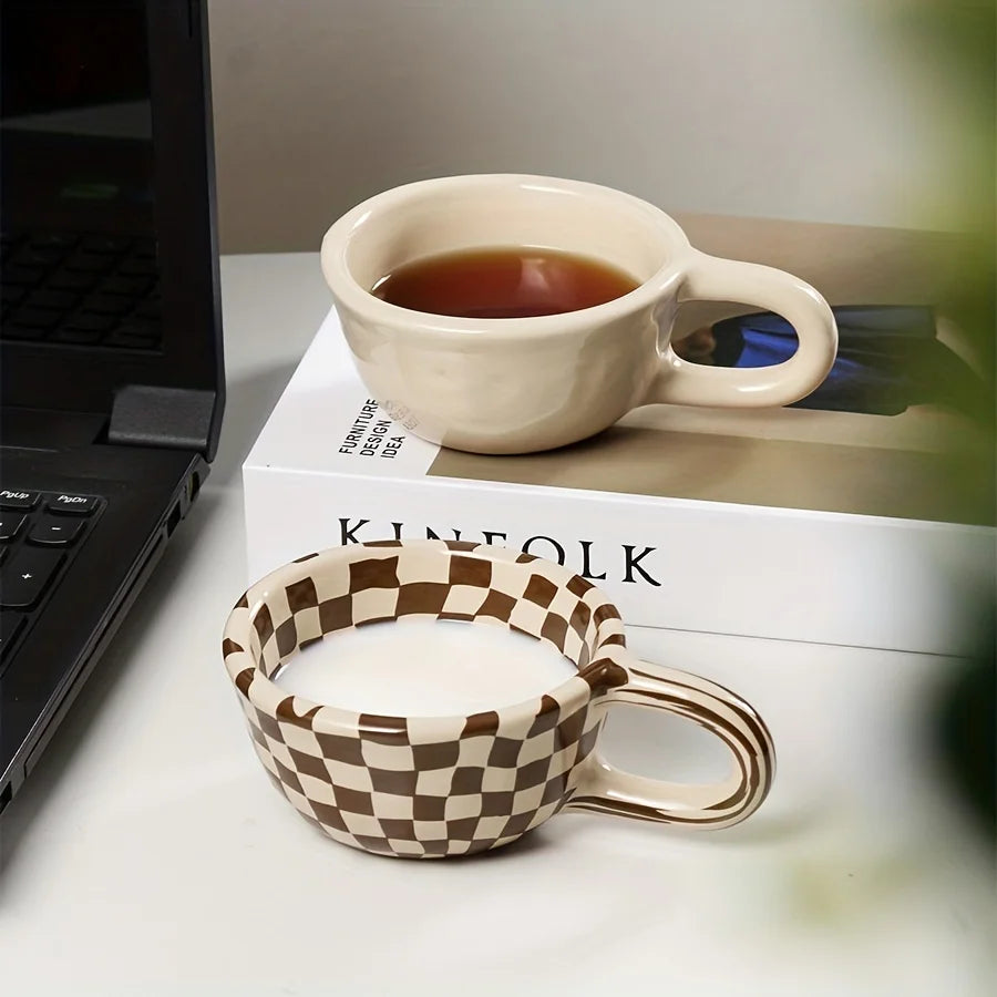 Checkered Ceramic Coffee Mug