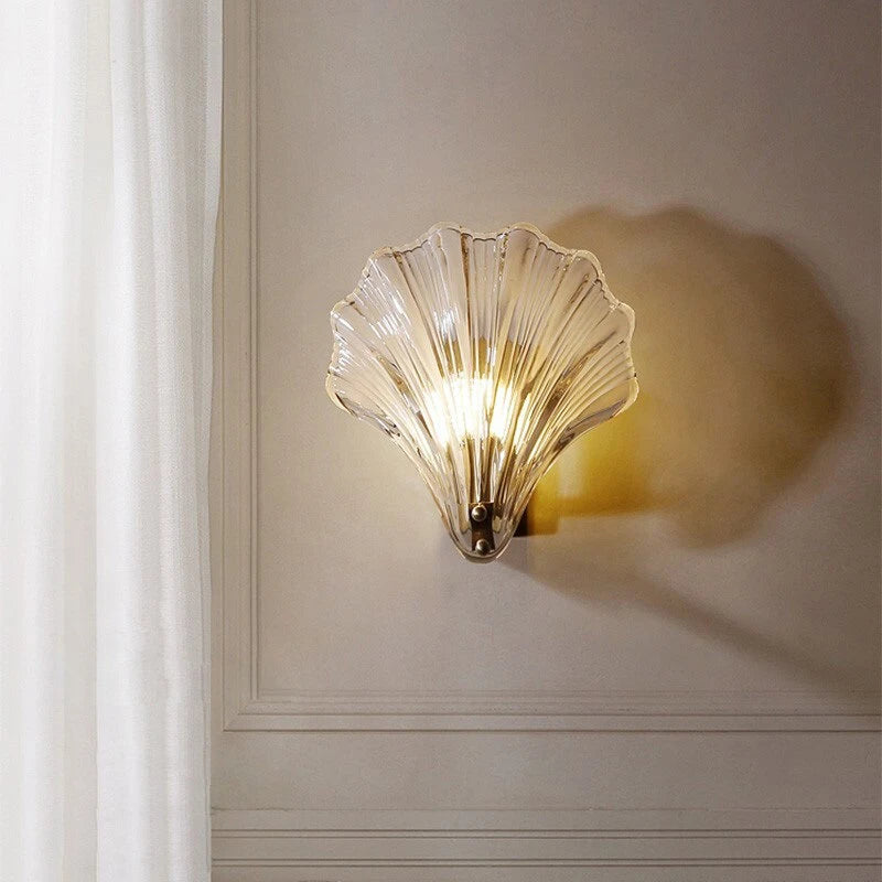 Shell Glass & Copper Wall Sconce