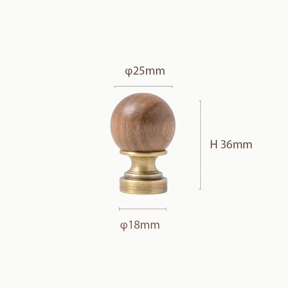 Brass and Walnut Cabinet Handle and Knob