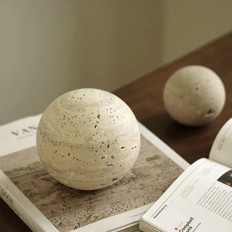 Travertine Round Table Weight Bookend