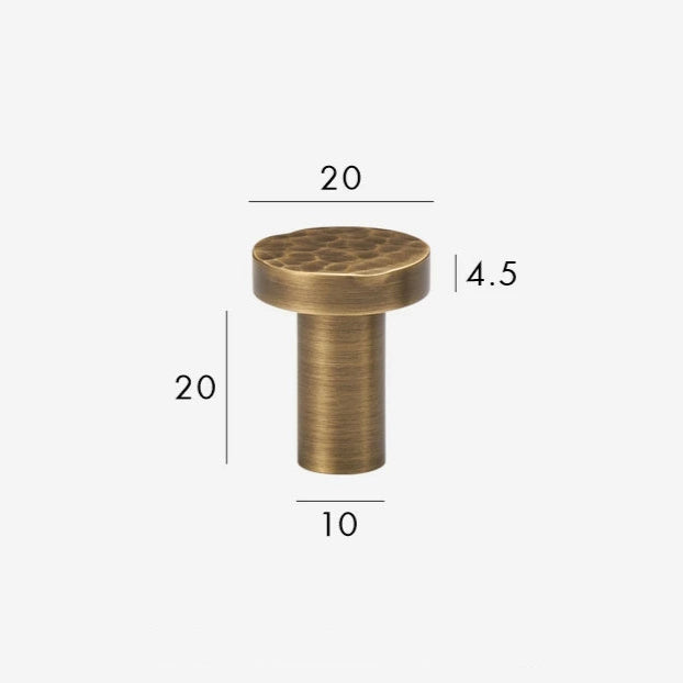 Hammered Brass Flat Knob