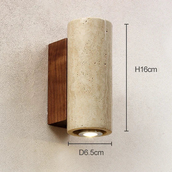 Travertine & Wood Wall Light