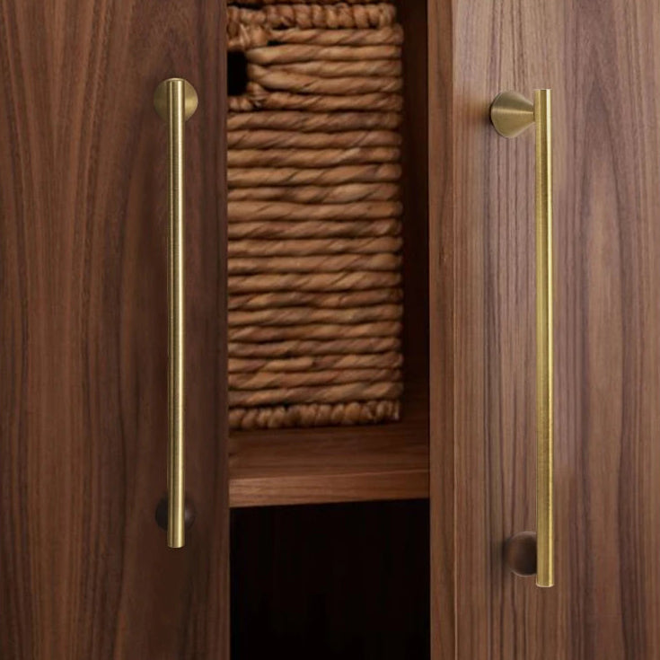 Brass and Walnut Cabinet Handle and Knob