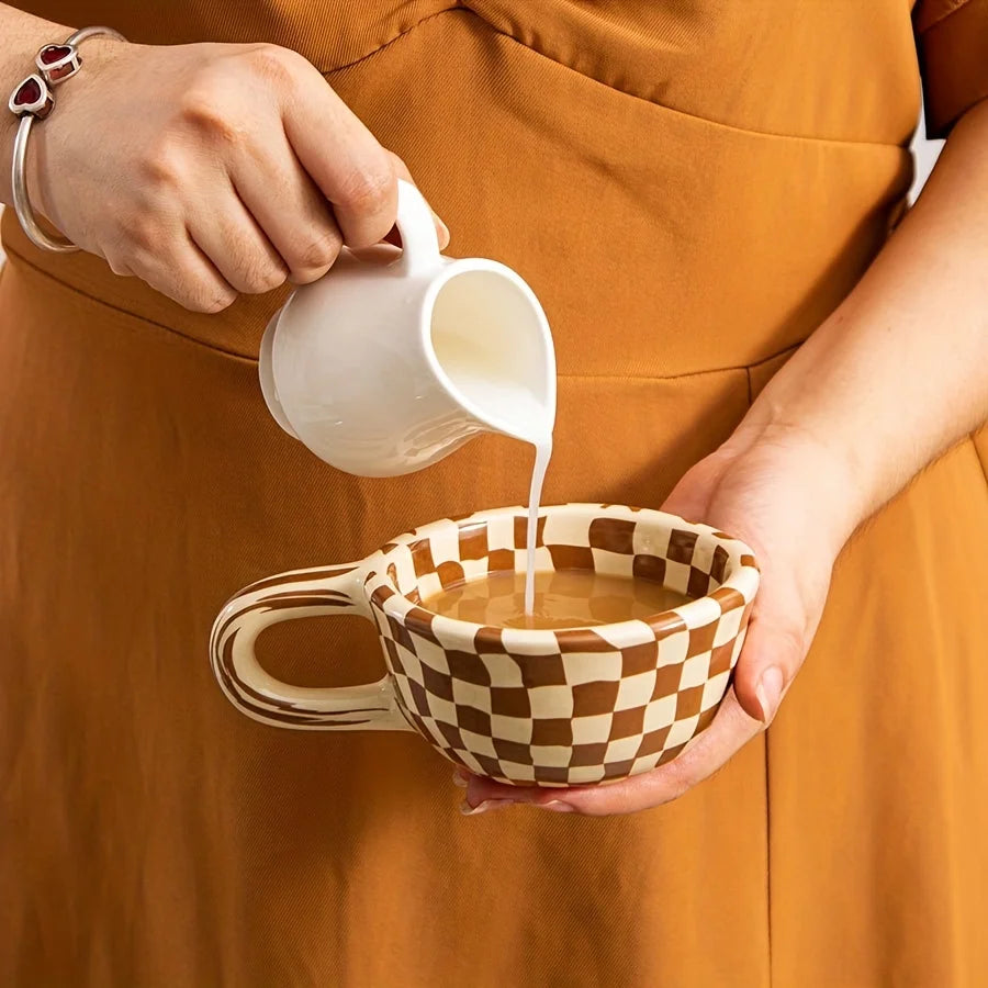 Checkered Ceramic Coffee Mug