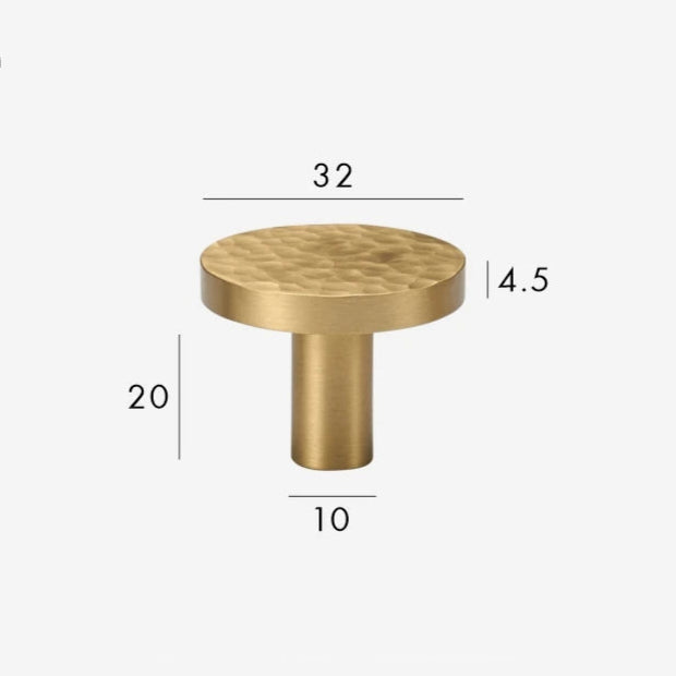 Hammered Brass Flat Knob