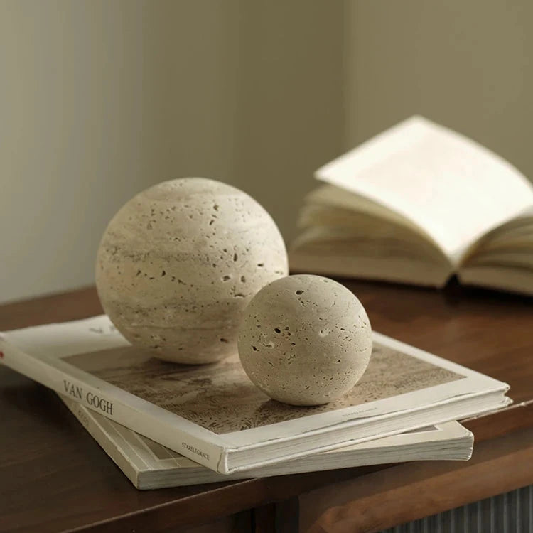 Travertine Round Table Weight Bookend