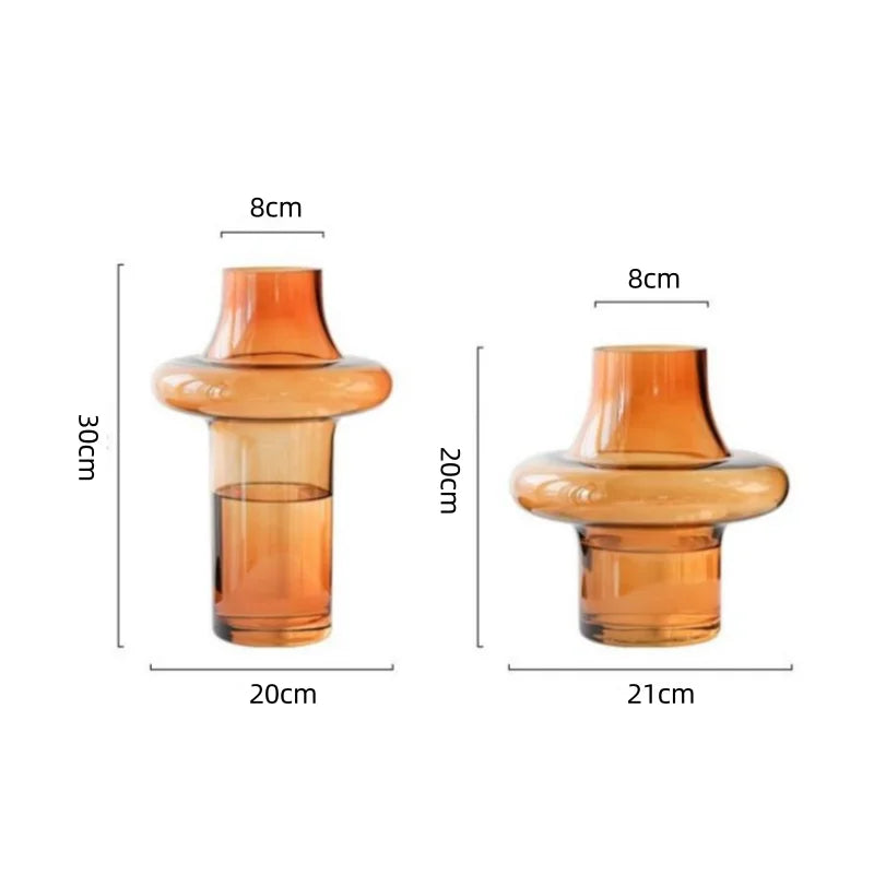 Amber Glass Geometric Ring Vase