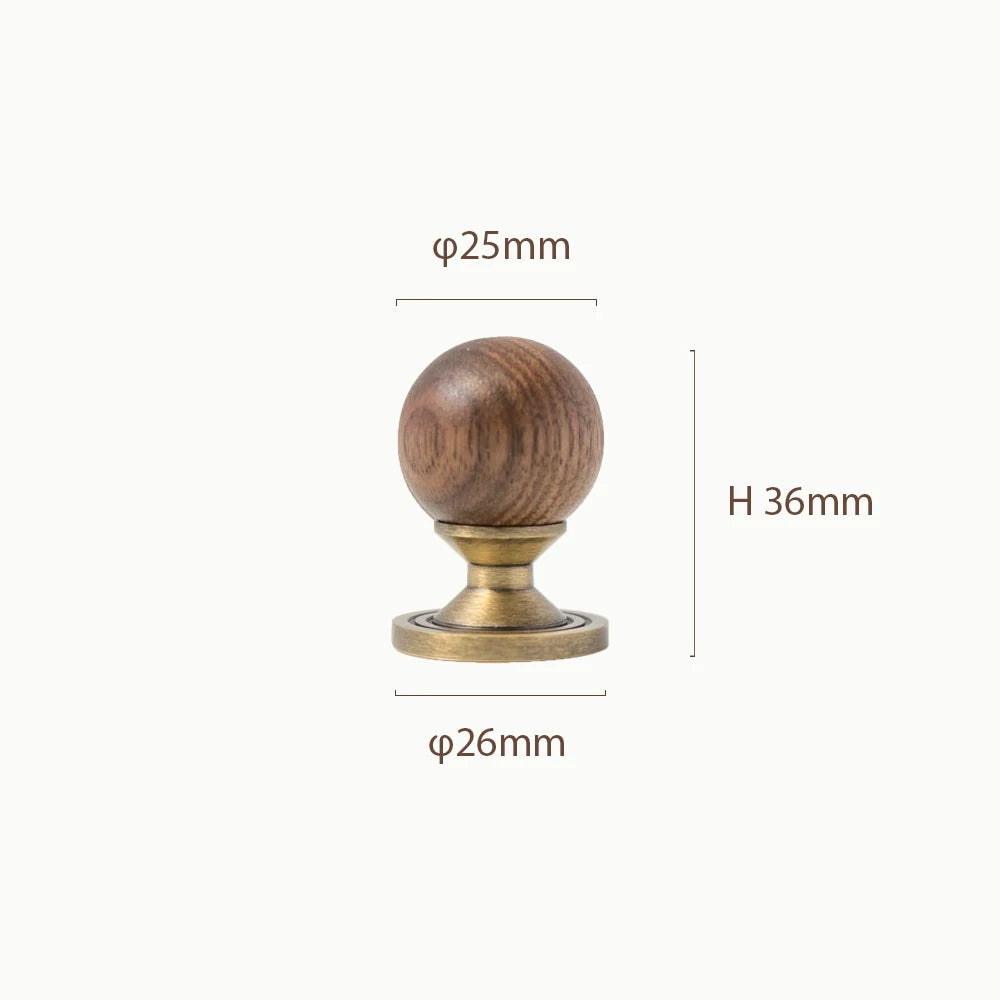 Brass and Walnut Cabinet Handle and Knob