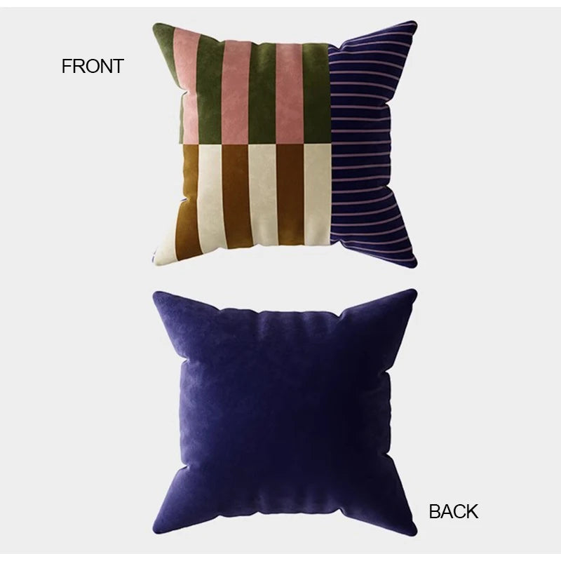 Luxe Velvet Colour-Block Cushion Cover