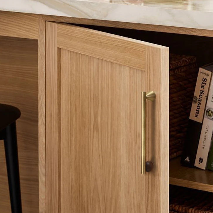 Brass and Walnut Cabinet Handle and Knob