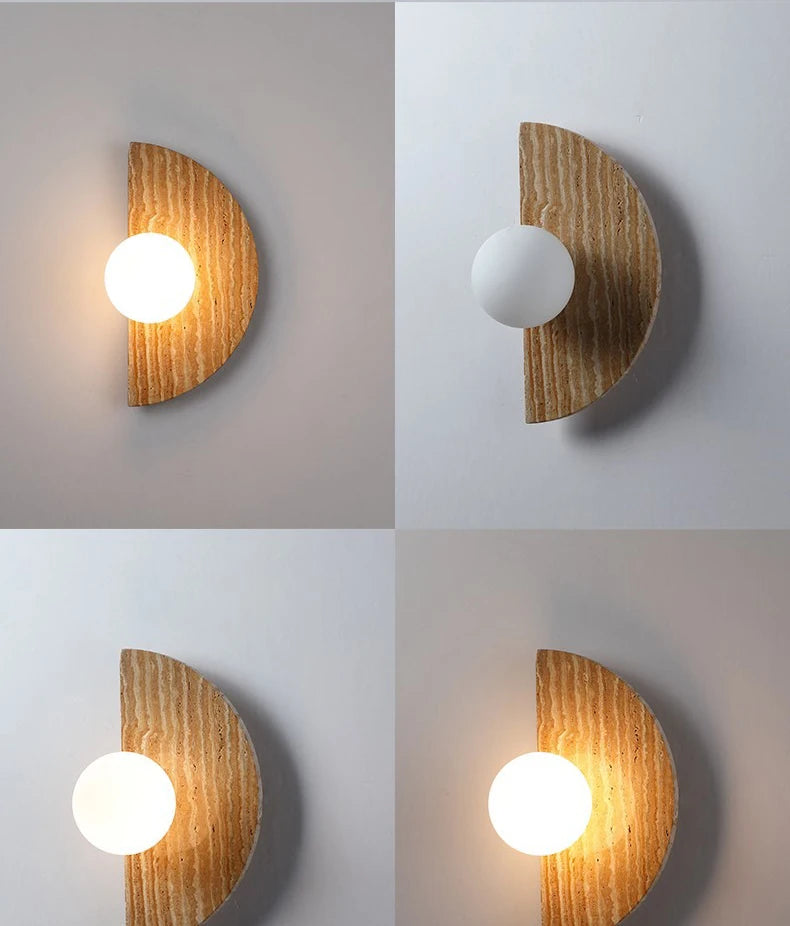 Travertine Half Moon Wall Light