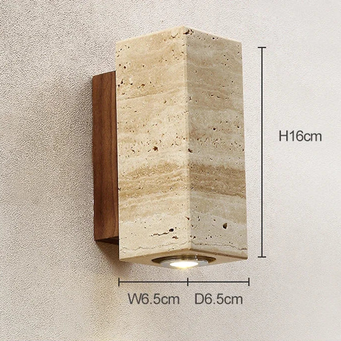 Travertine & Wood Wall Light