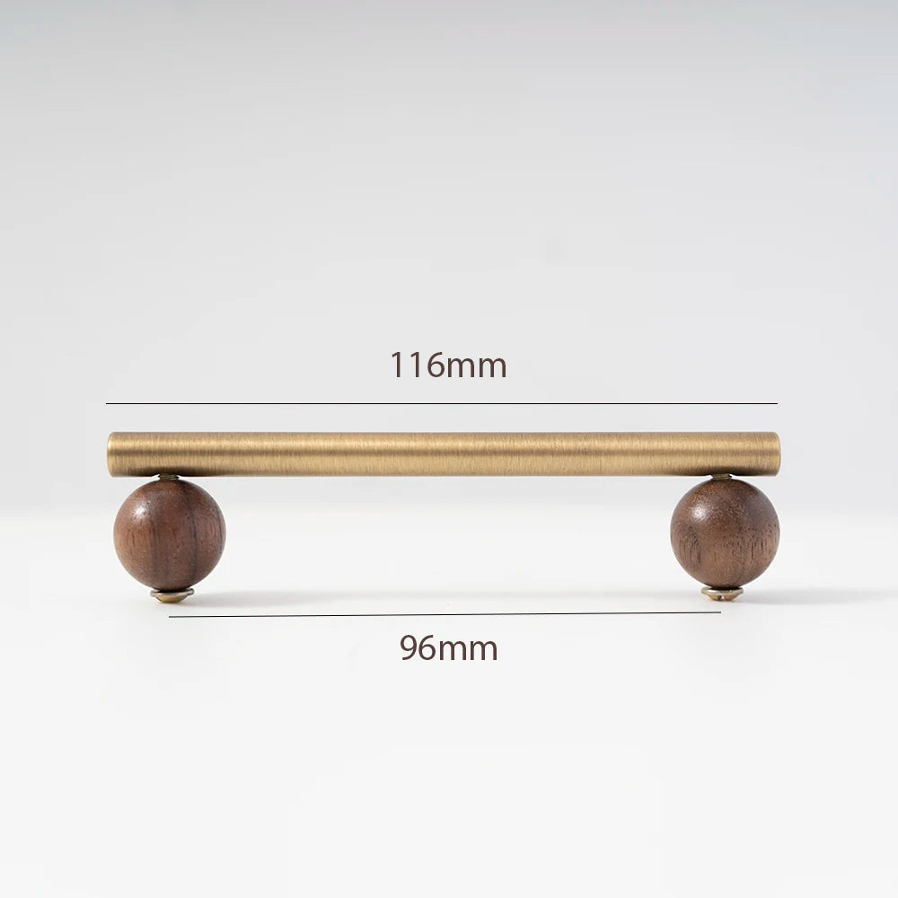 Brass and Walnut Cabinet Handle and Knob