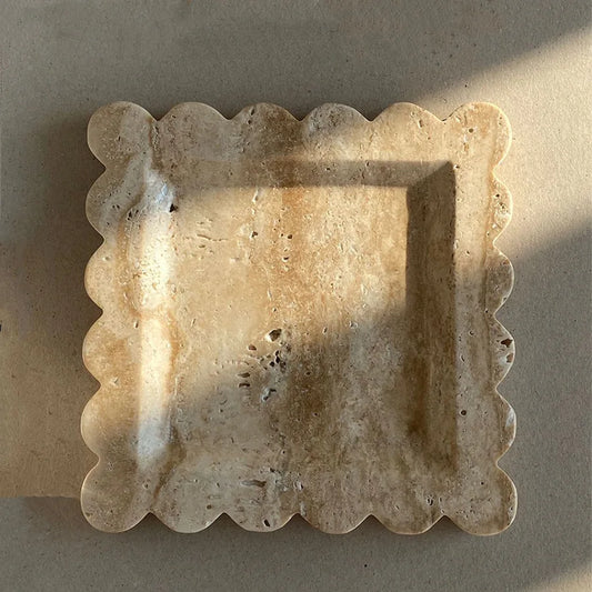 Scalloped Travertine Catch-all Dish