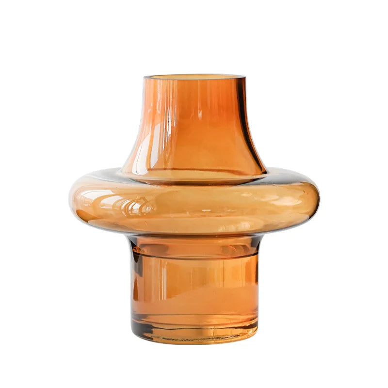 Amber Glass Geometric Ring Vase