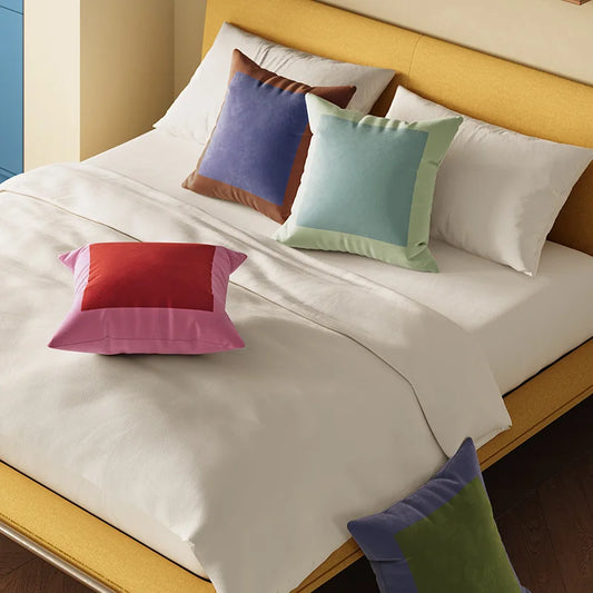 Colour Block Velvet Cushion Cover