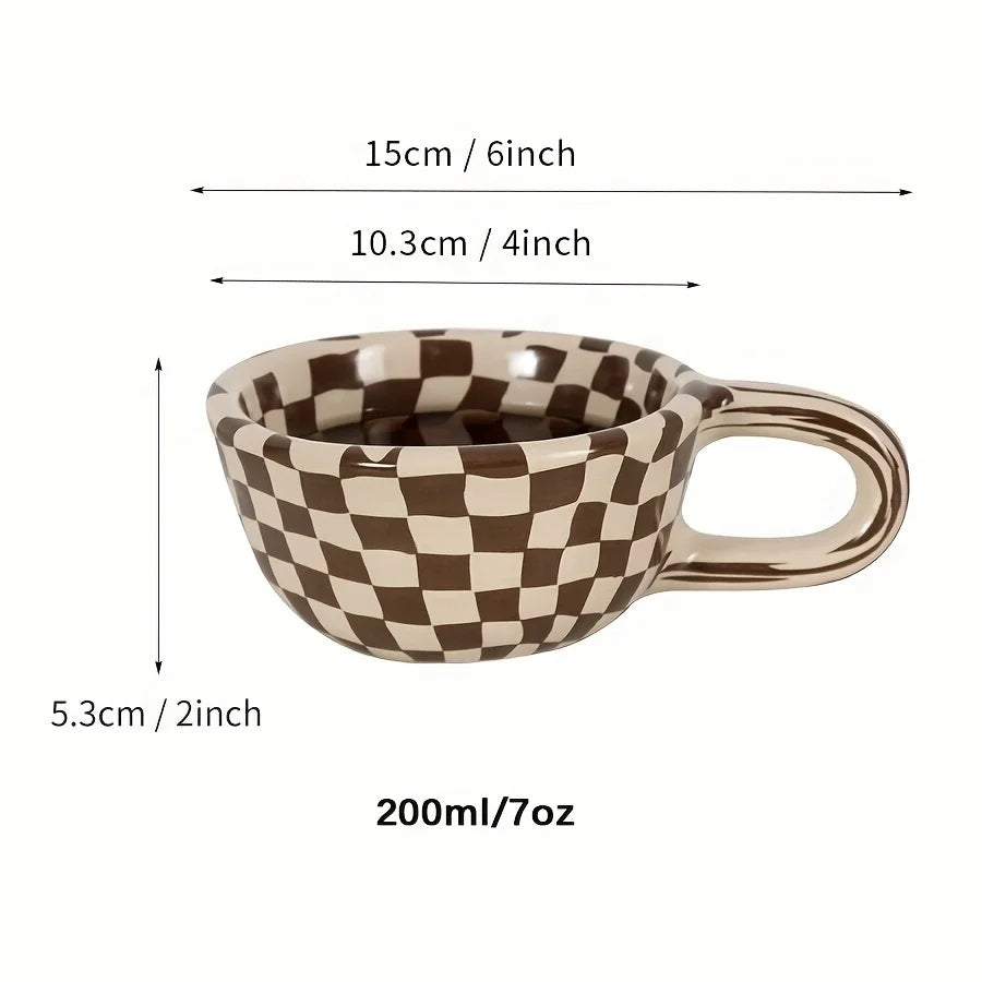 Checkered Ceramic Coffee Mug