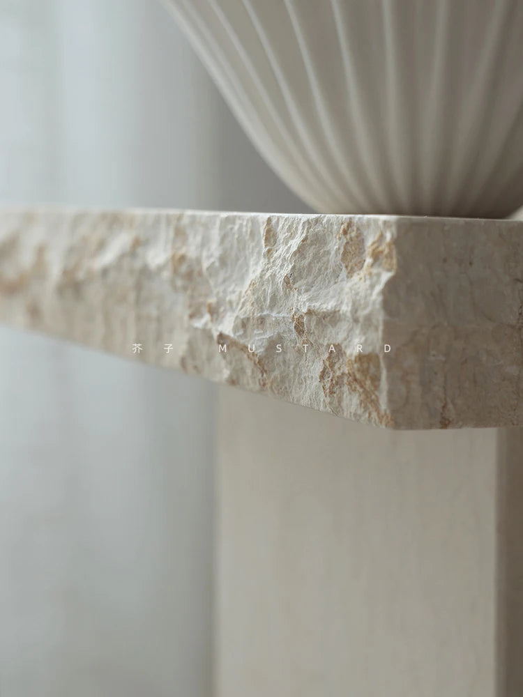 Raw Edge Travertine Side Table