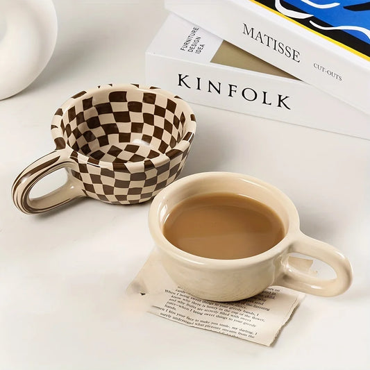 Checkered Ceramic Coffee Mug