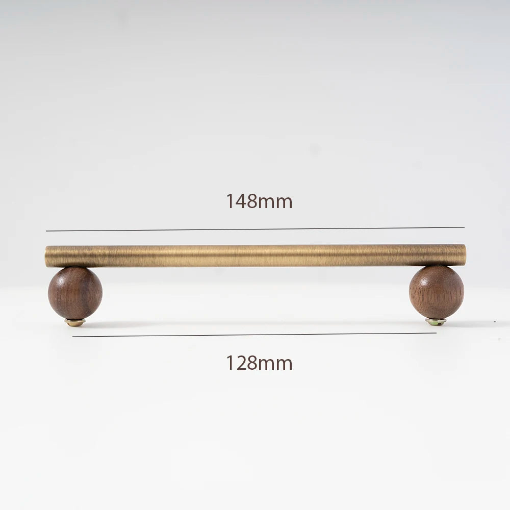 Brass and Walnut Cabinet Handle and Knob