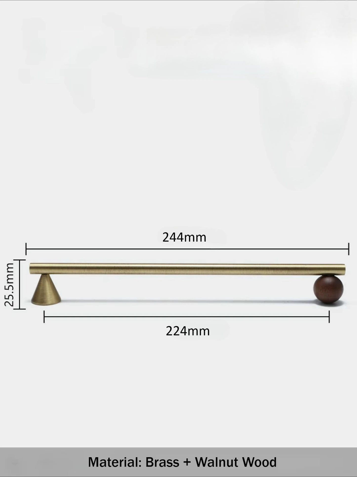 Brass and Walnut Cabinet Handle and Knob