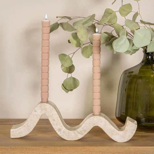 Travertine Wave Double Candle Holder
