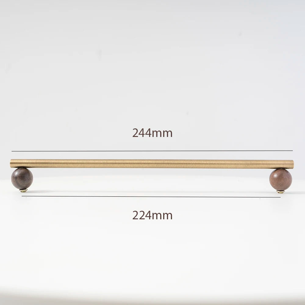 Brass and Walnut Cabinet Handle and Knob