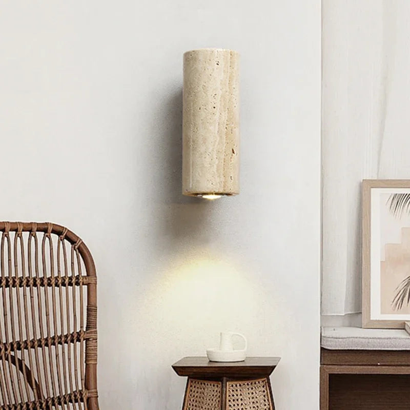Travertine & Wood Wall Light