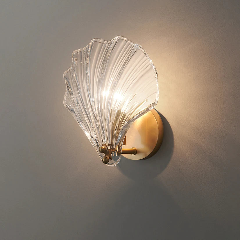 Shell Glass & Copper Wall Sconce