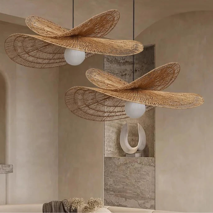 Lotus Double Rattan Pendant Lamp