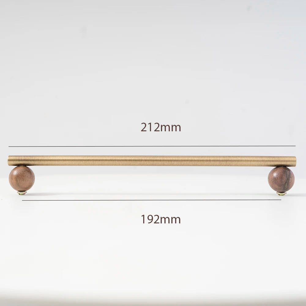 Brass and Walnut Cabinet Handle and Knob
