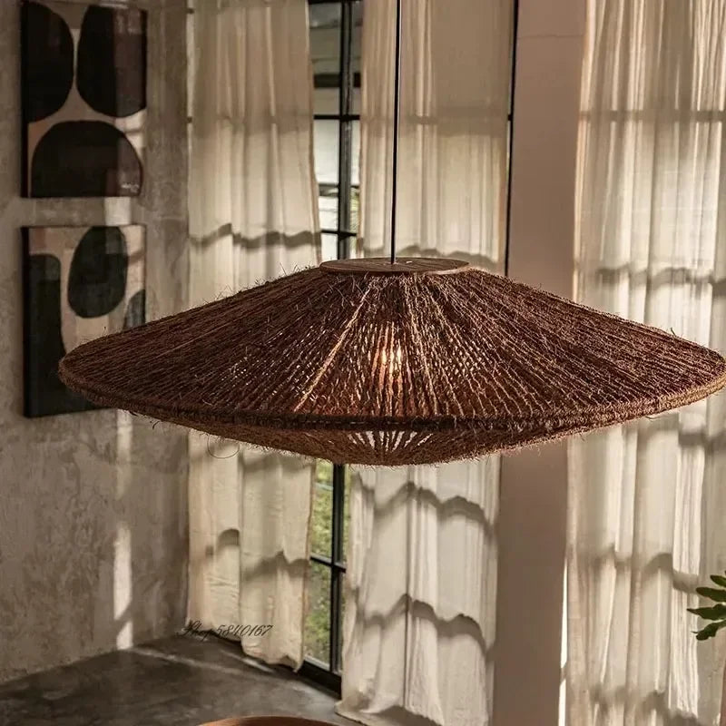 Natural Woven Disc Pendant Light
