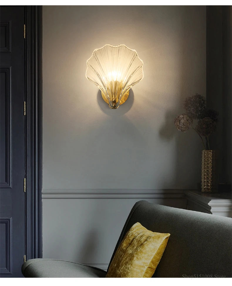 Shell Glass & Copper Wall Sconce