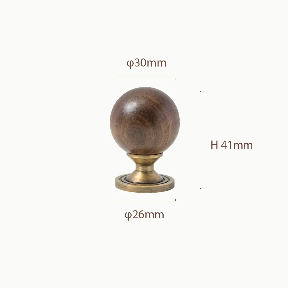 Brass and Walnut Cabinet Handle and Knob