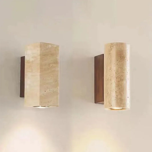 Travertine & Wood Wall Light