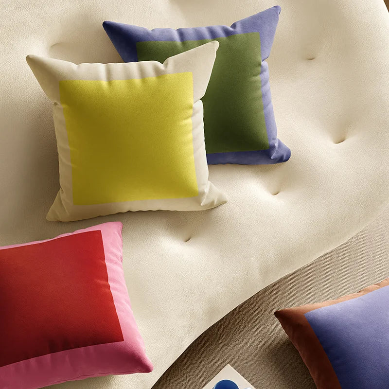 Colour Block Velvet Cushion Cover
