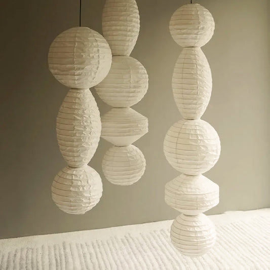 Sculptural Rice Paper Pendant Lamps