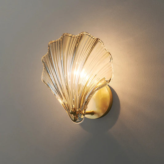 Shell Glass & Copper Wall Sconce